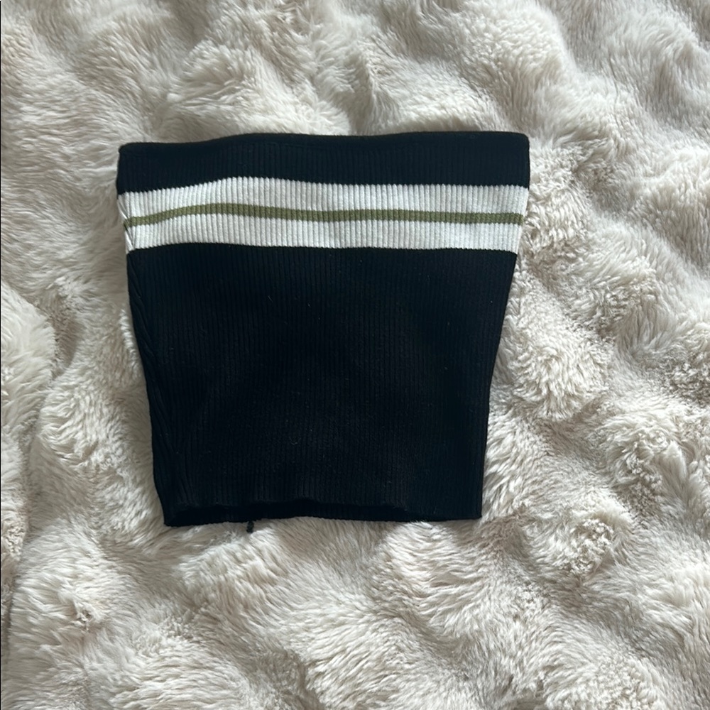 Black and White Striped Tube Top